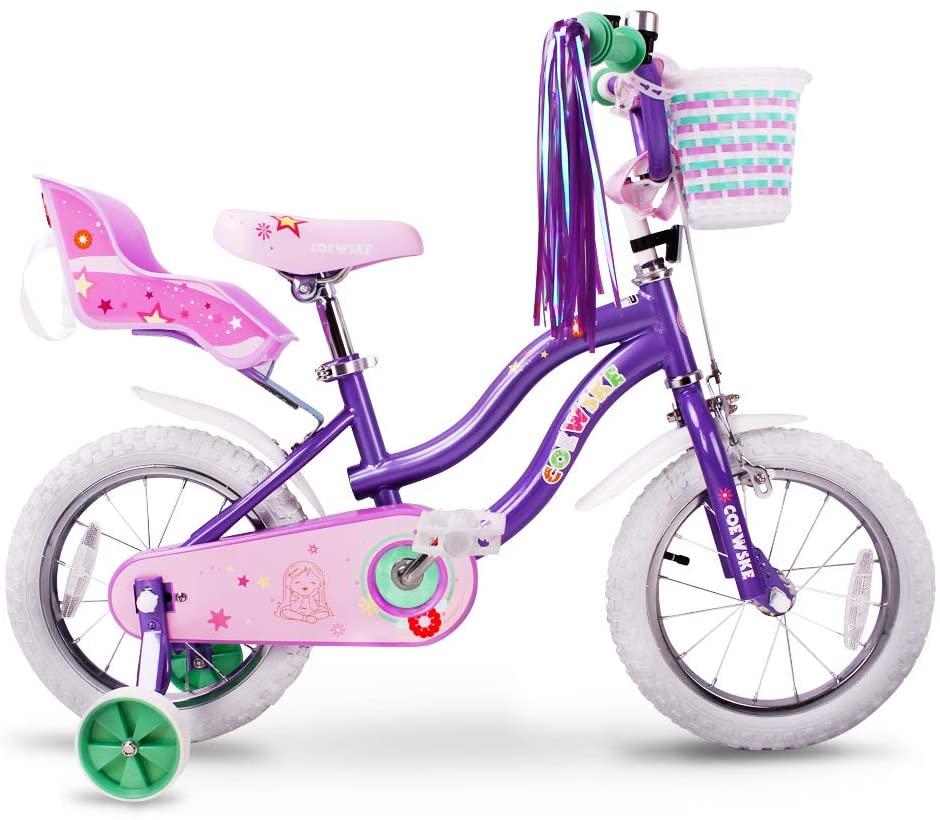COEWSKE Kid's Bike Steel Frame Children Bicycle Little Princess Style 12-14-16-18-20 Inch with Training Wheel