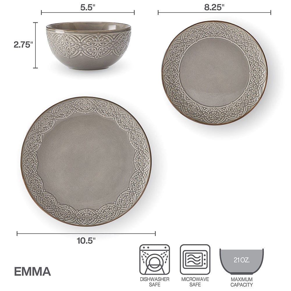 Emma 12 Piece Dinnerware Set, Service for 4