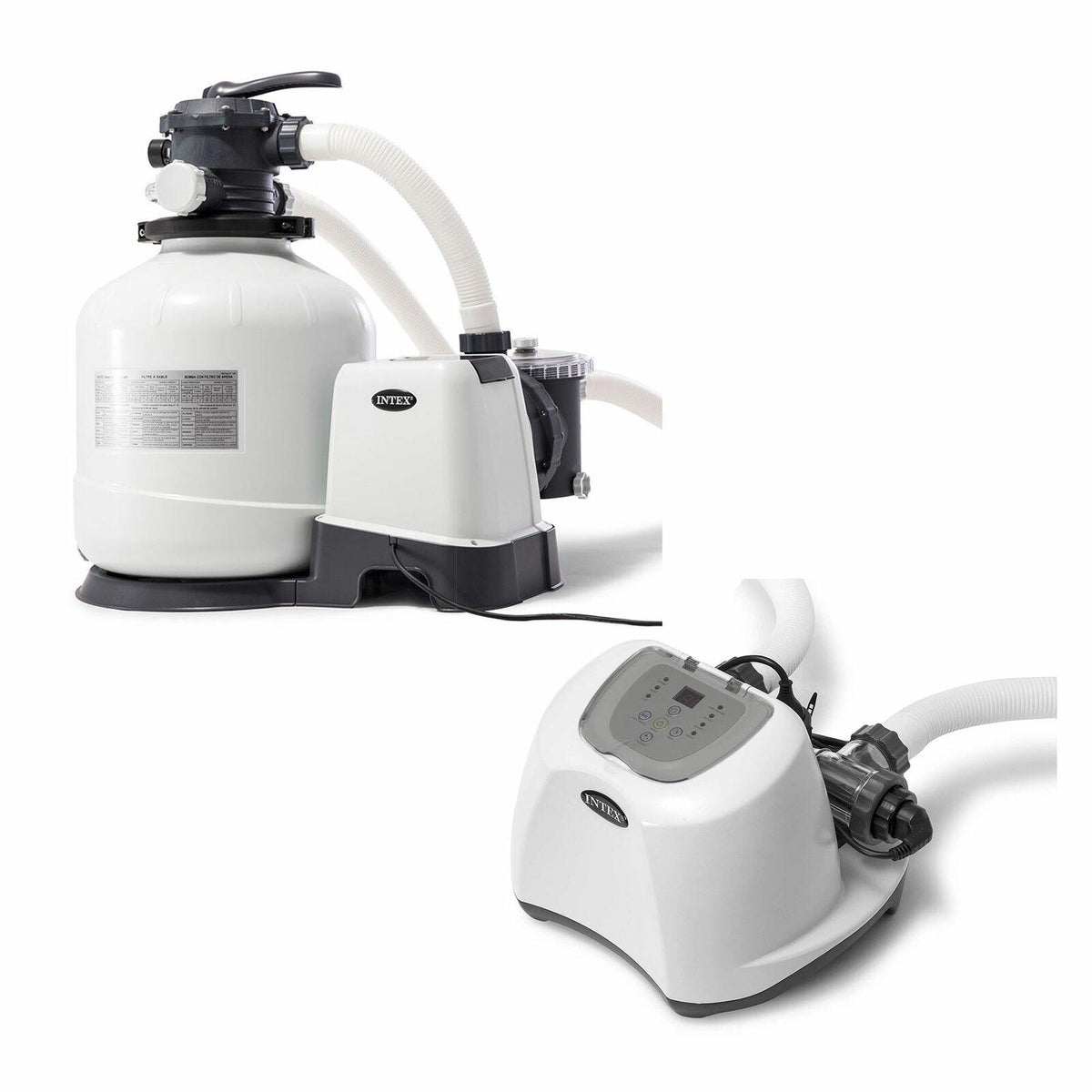intex 3000 gph pool sand filter pump w/krystal clear saltwater system