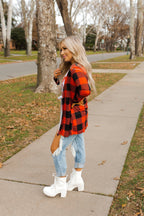 black buffalo plaid short cardigan
