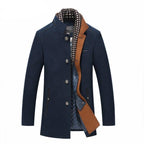 Classic Men's Wool Long Slim Fit Trench Coat