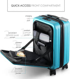 Carry On Luggage 22x14x9 Airline Approved, Teal Durable Hard Shell Carry-on Luggage with Spinner Wheels, Lightweight Carry On Suitcase Set with Small Cosmetic Case – 22 Inch Small Suitcase
