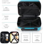 Carry On Luggage 22x14x9 Airline Approved, Teal Durable Hard Shell Carry-on Luggage with Spinner Wheels, Lightweight Carry On Suitcase Set with Small Cosmetic Case – 22 Inch Small Suitcase