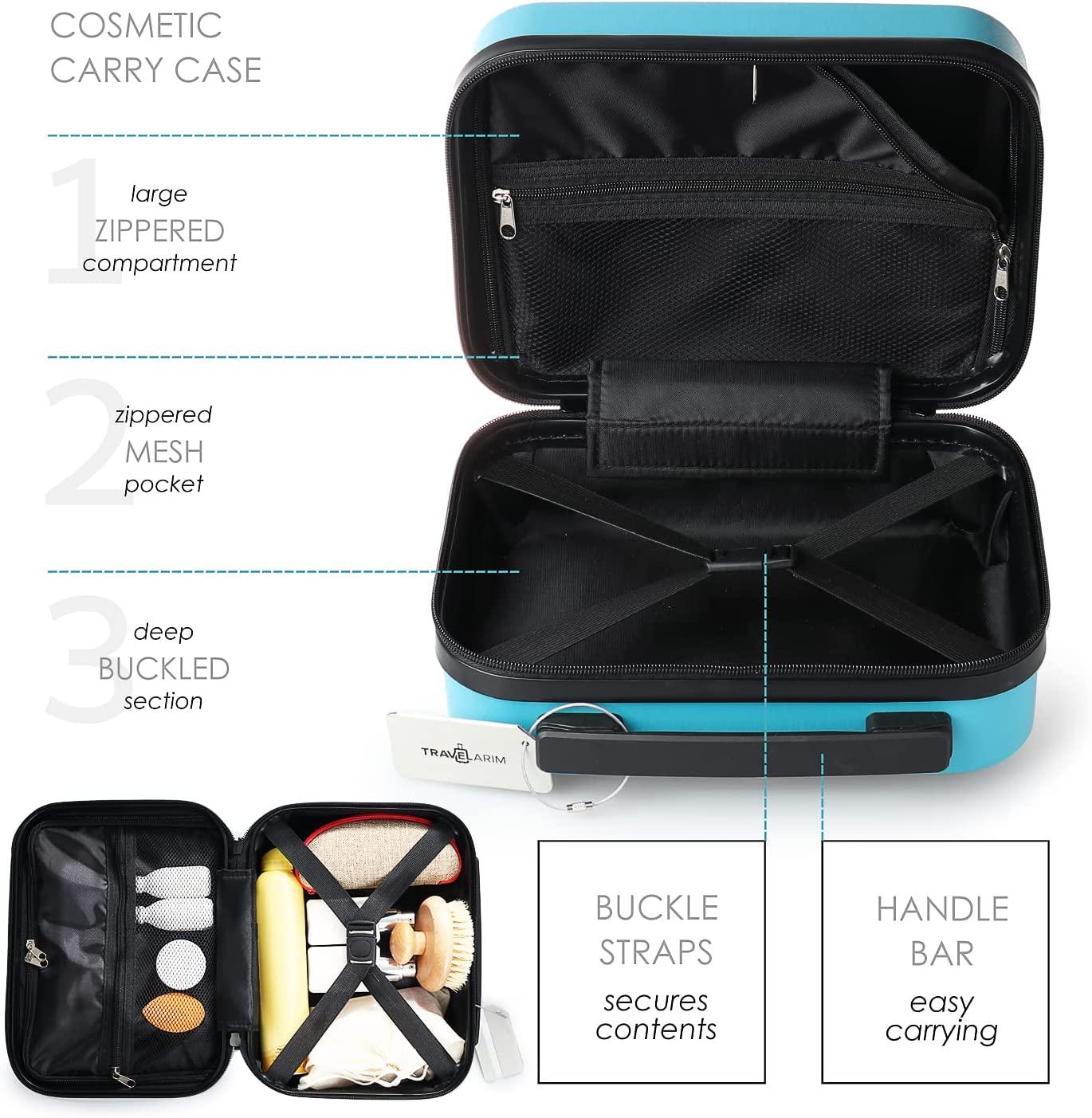 Carry On Luggage 22x14x9 Airline Approved, Teal Durable Hard Shell Carry-on Luggage with Spinner Wheels, Lightweight Carry On Suitcase Set with Small Cosmetic Case – 22 Inch Small Suitcase