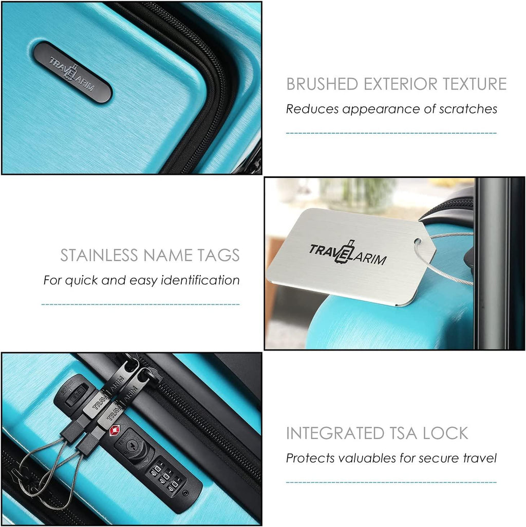 Carry On Luggage 22x14x9 Airline Approved, Teal Durable Hard Shell Carry-on Luggage with Spinner Wheels, Lightweight Carry On Suitcase Set with Small Cosmetic Case – 22 Inch Small Suitcase