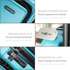Carry On Luggage 22x14x9 Airline Approved, Teal Durable Hard Shell Carry-on Luggage with Spinner Wheels, Lightweight Carry On Suitcase Set with Small Cosmetic Case – 22 Inch Small Suitcase