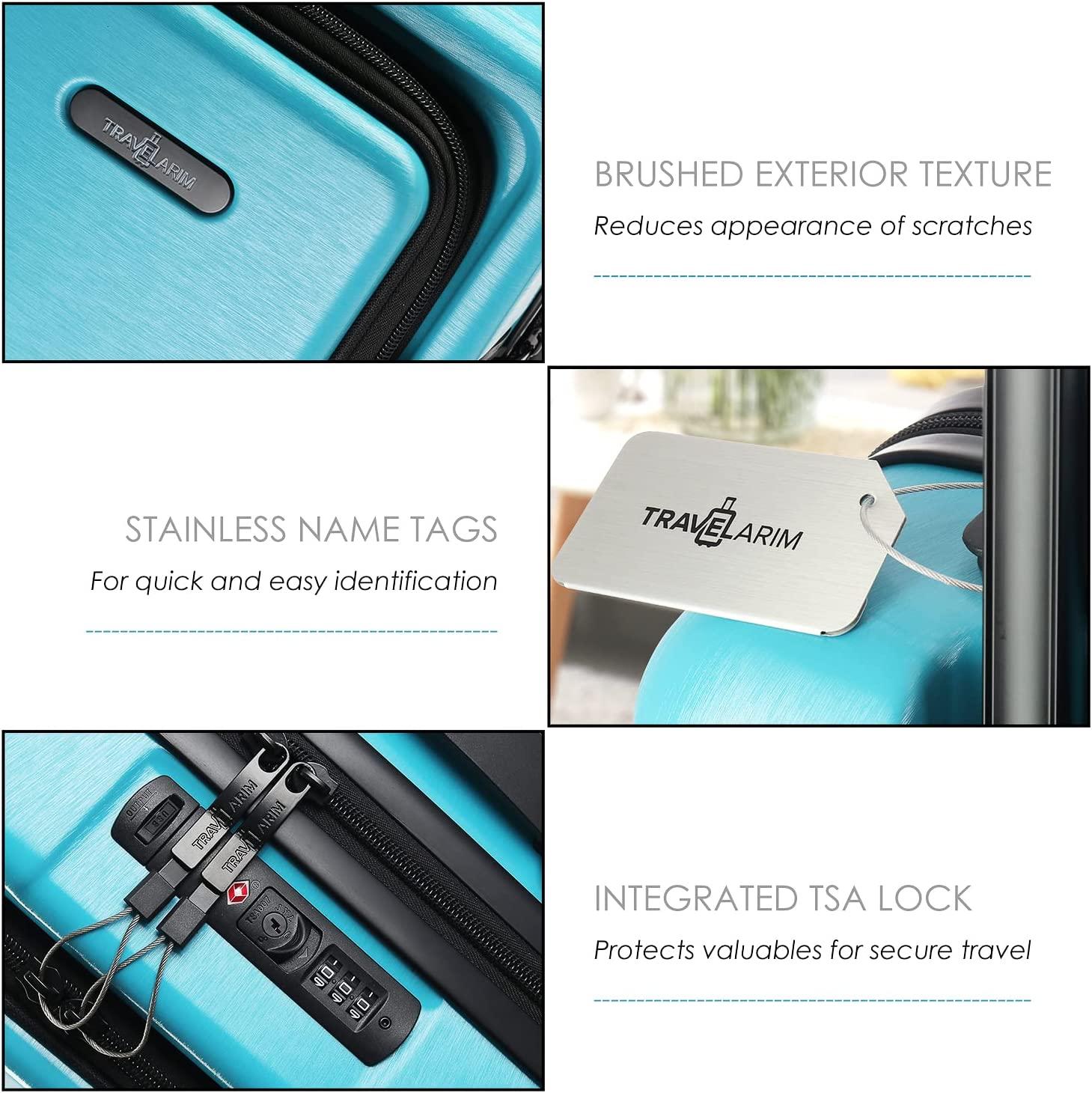 Carry On Luggage 22x14x9 Airline Approved, Teal Durable Hard Shell Carry-on Luggage with Spinner Wheels, Lightweight Carry On Suitcase Set with Small Cosmetic Case – 22 Inch Small Suitcase
