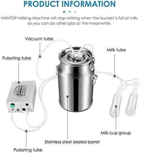 limeid goat milking machine 7l electric vacuum pulsation suction pump milker machine auto-stop device for cow goat sheep livestock household farm stainless steel food grade bucket milking device