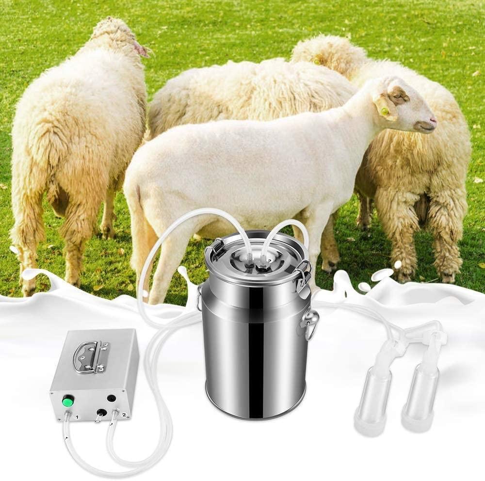 limeid goat milking machine 7l electric vacuum pulsation suction pump milker machine auto-stop device for cow goat sheep livestock household farm stainless steel food grade bucket milking device