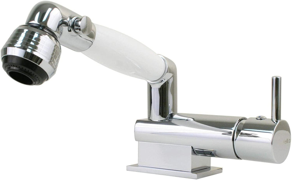 Scandvik 14417P Minimalistic Pull Out Shower Mixer with Water Conservation Valve Sprayer Handle & 5' Chrome Hose