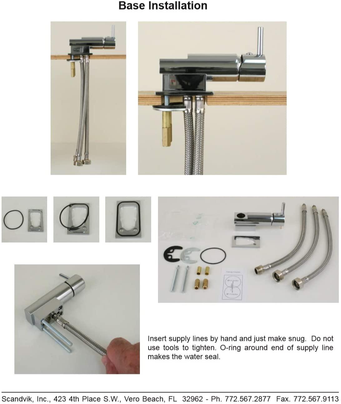 Scandvik 14417P Minimalistic Pull Out Shower Mixer with Water Conservation Valve Sprayer Handle & 5' Chrome Hose
