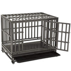 KELIXU Heavy Duty Dog Crate LarDog caDog Kennels and Crates for LarDogs Indoor Outdoor with Double Doors, Locks and Lockable Wheels