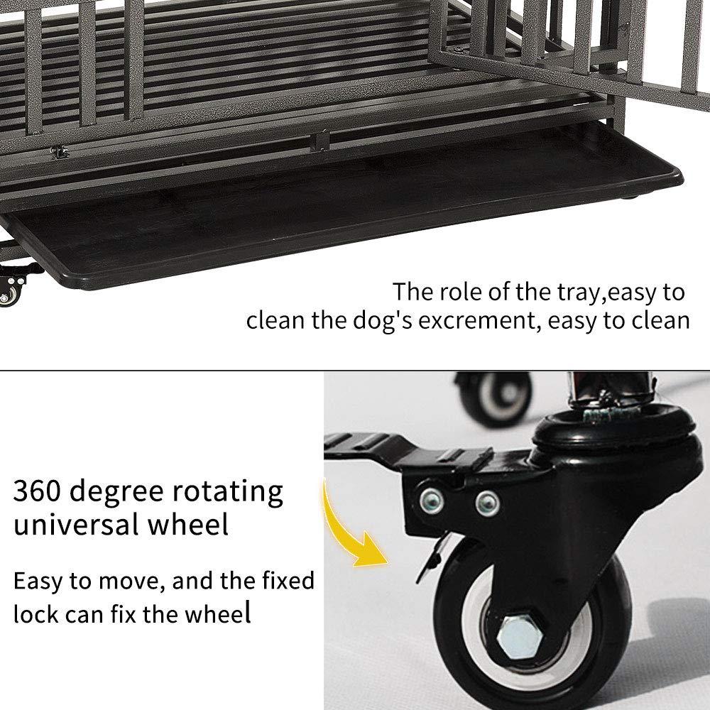 KELIXU Heavy Duty Dog Crate LarDog caDog Kennels and Crates for LarDogs Indoor Outdoor with Double Doors, Locks and Lockable Wheels