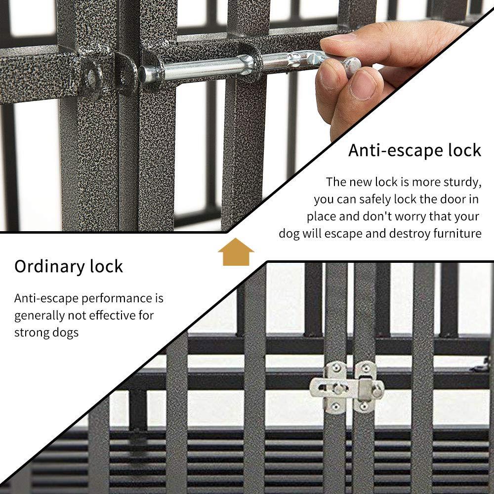 KELIXU Heavy Duty Dog Crate LarDog caDog Kennels and Crates for LarDogs Indoor Outdoor with Double Doors, Locks and Lockable Wheels