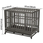 KELIXU Heavy Duty Dog Crate LarDog caDog Kennels and Crates for LarDogs Indoor Outdoor with Double Doors, Locks and Lockable Wheels