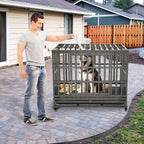 KELIXU Heavy Duty Dog Crate LarDog caDog Kennels and Crates for LarDogs Indoor Outdoor with Double Doors, Locks and Lockable Wheels