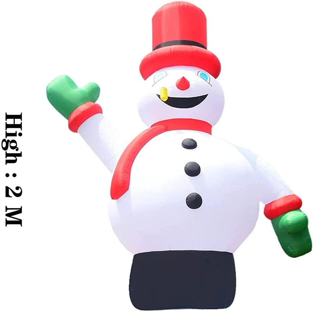 Taek-cheon Christmas Inflatable Decorations Santa Claus Handing Gifts Garden Stand Decoration Ground Fork Transformer Rope  Air Blown Yard Holiday Party Xmas