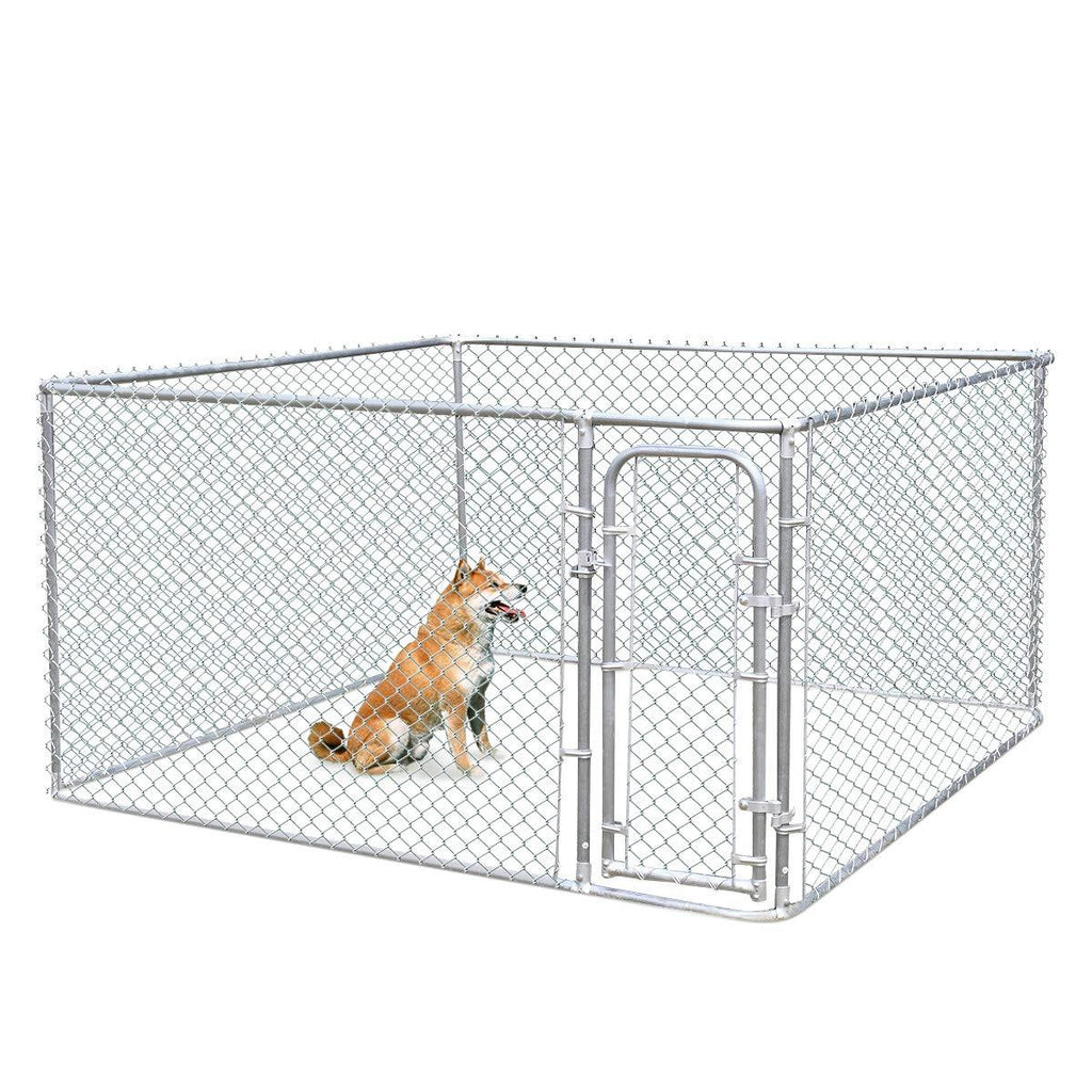 JAXPETY Foldable Metal Pet Exercise and Playpen 7.5 x 7.5 Ft Heavy Duty Outdoor Chain Link Dog Kennel Enclosure w/Door