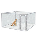 JAXPETY Foldable Metal Pet Exercise and Playpen 7.5 x 7.5 Ft Heavy Duty Outdoor Chain Link Dog Kennel Enclosure w/Door