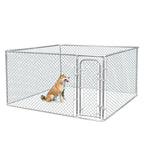 JAXPETY Foldable Metal Pet Exercise and Playpen 7.5 x 7.5 Ft Heavy Duty Outdoor Chain Link Dog Kennel Enclosure w/Door