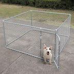 JAXPETY Foldable Metal Pet Exercise and Playpen 7.5 x 7.5 Ft Heavy Duty Outdoor Chain Link Dog Kennel Enclosure w/Door
