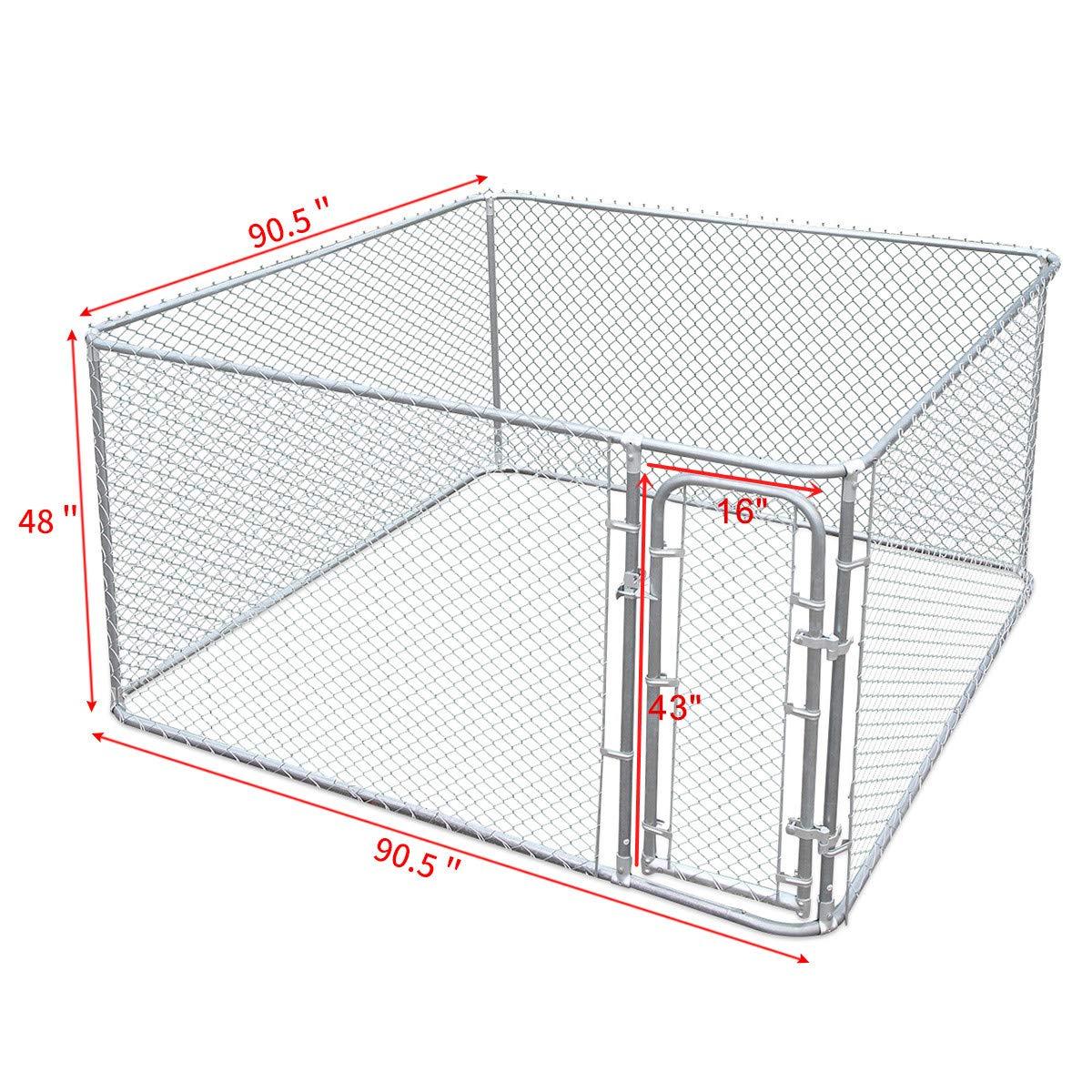 JAXPETY Foldable Metal Pet Exercise and Playpen 7.5 x 7.5 Ft Heavy Duty Outdoor Chain Link Dog Kennel Enclosure w/Door
