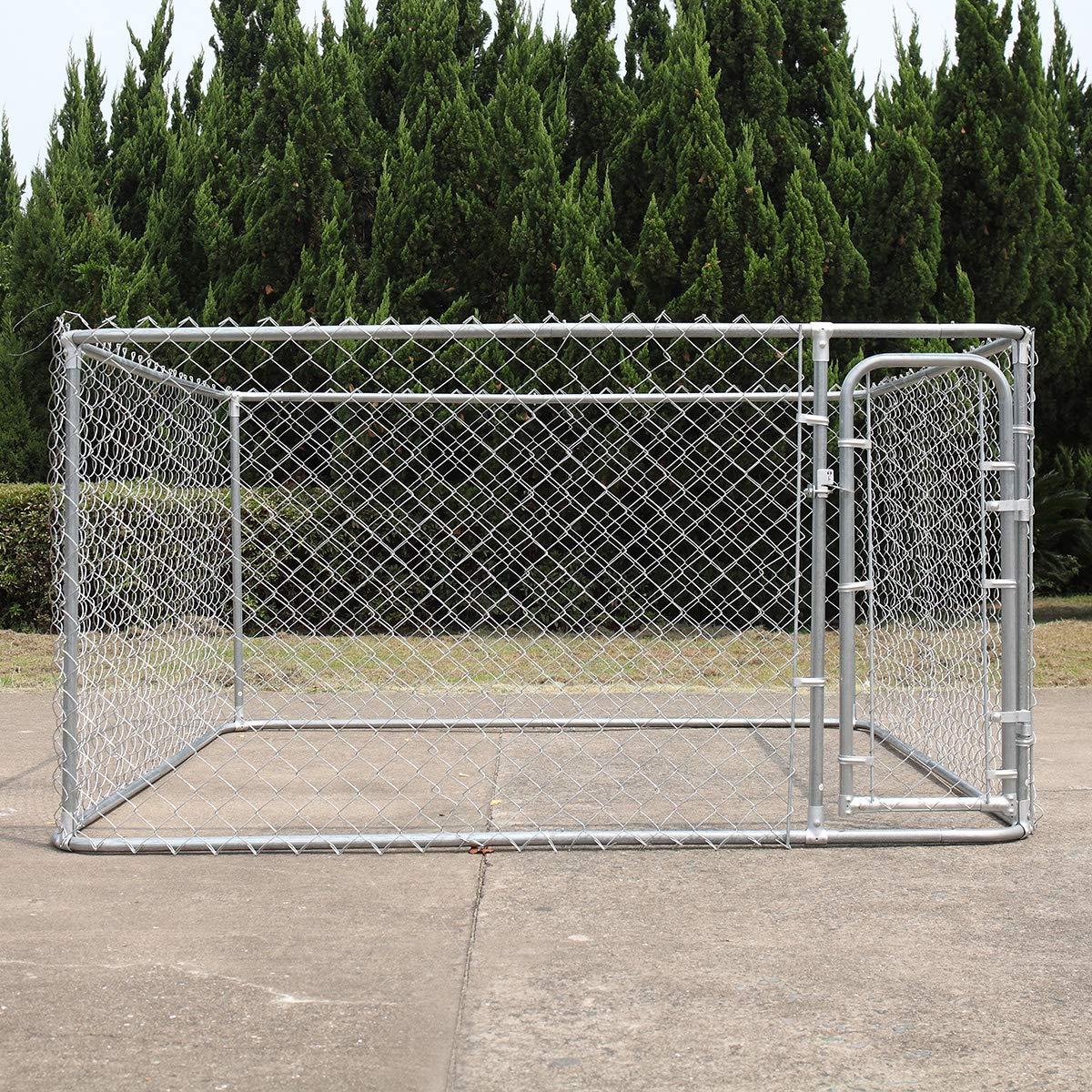 JAXPETY Foldable Metal Pet Exercise and Playpen 7.5 x 7.5 Ft Heavy Duty Outdoor Chain Link Dog Kennel Enclosure w/Door