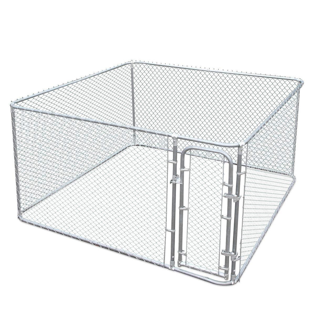 JAXPETY Foldable Metal Pet Exercise and Playpen 7.5 x 7.5 Ft Heavy Duty Outdoor Chain Link Dog Kennel Enclosure w/Door
