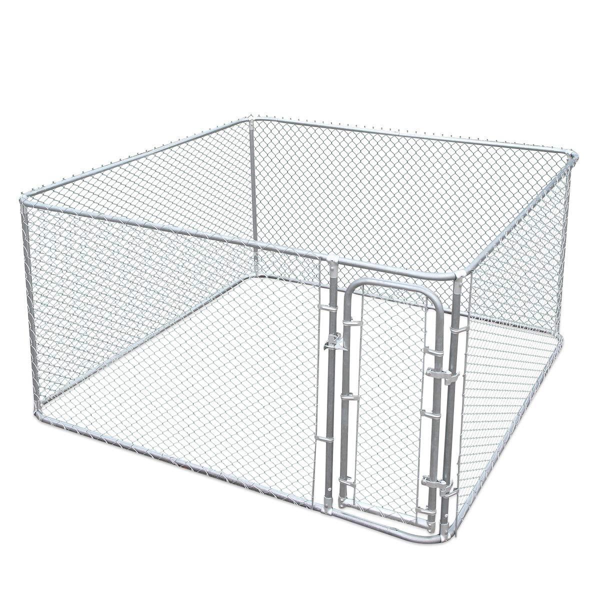 JAXPETY Foldable Metal Pet Exercise and Playpen 7.5 x 7.5 Ft Heavy Duty Outdoor Chain Link Dog Kennel Enclosure w/Door