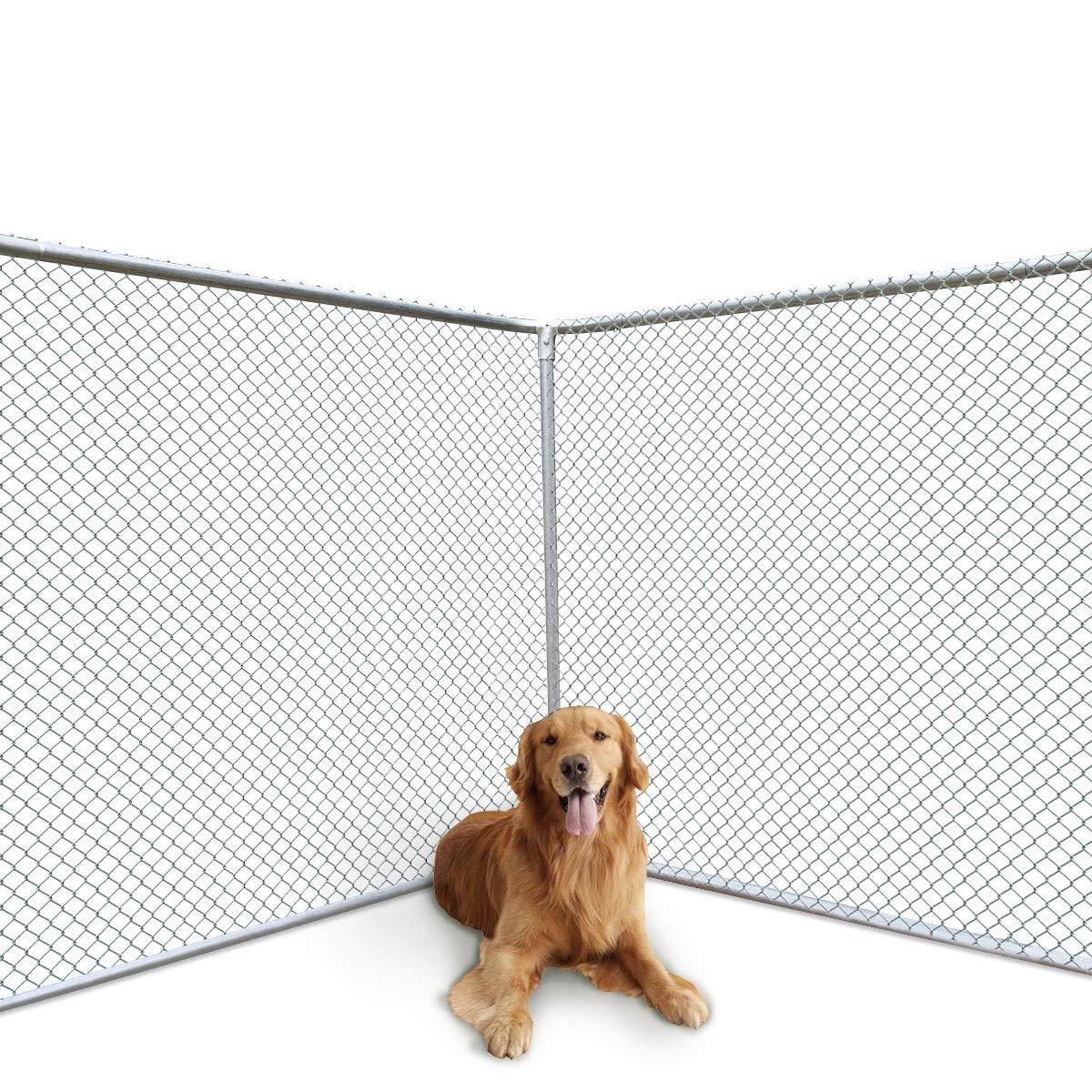 JAXPETY Foldable Metal Pet Exercise and Playpen 7.5 x 7.5 Ft Heavy Duty Outdoor Chain Link Dog Kennel Enclosure w/Door