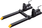 light duty 43" clamp on pallet forks w/adjustable stabilizer bar(13" - 23" w), 2000lbs capacity max for loader bucket skidsteer tractor（43inch total 30inch fork length）