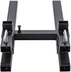 light duty 43" clamp on pallet forks w/adjustable stabilizer bar(13" - 23" w), 2000lbs capacity max for loader bucket skidsteer tractor（43inch total 30inch fork length）
