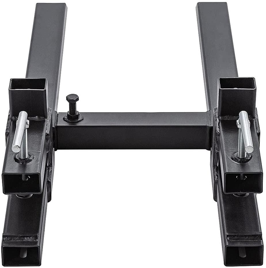 light duty 43" clamp on pallet forks w/adjustable stabilizer bar(13" - 23" w), 2000lbs capacity max for loader bucket skidsteer tractor（43inch total 30inch fork length）