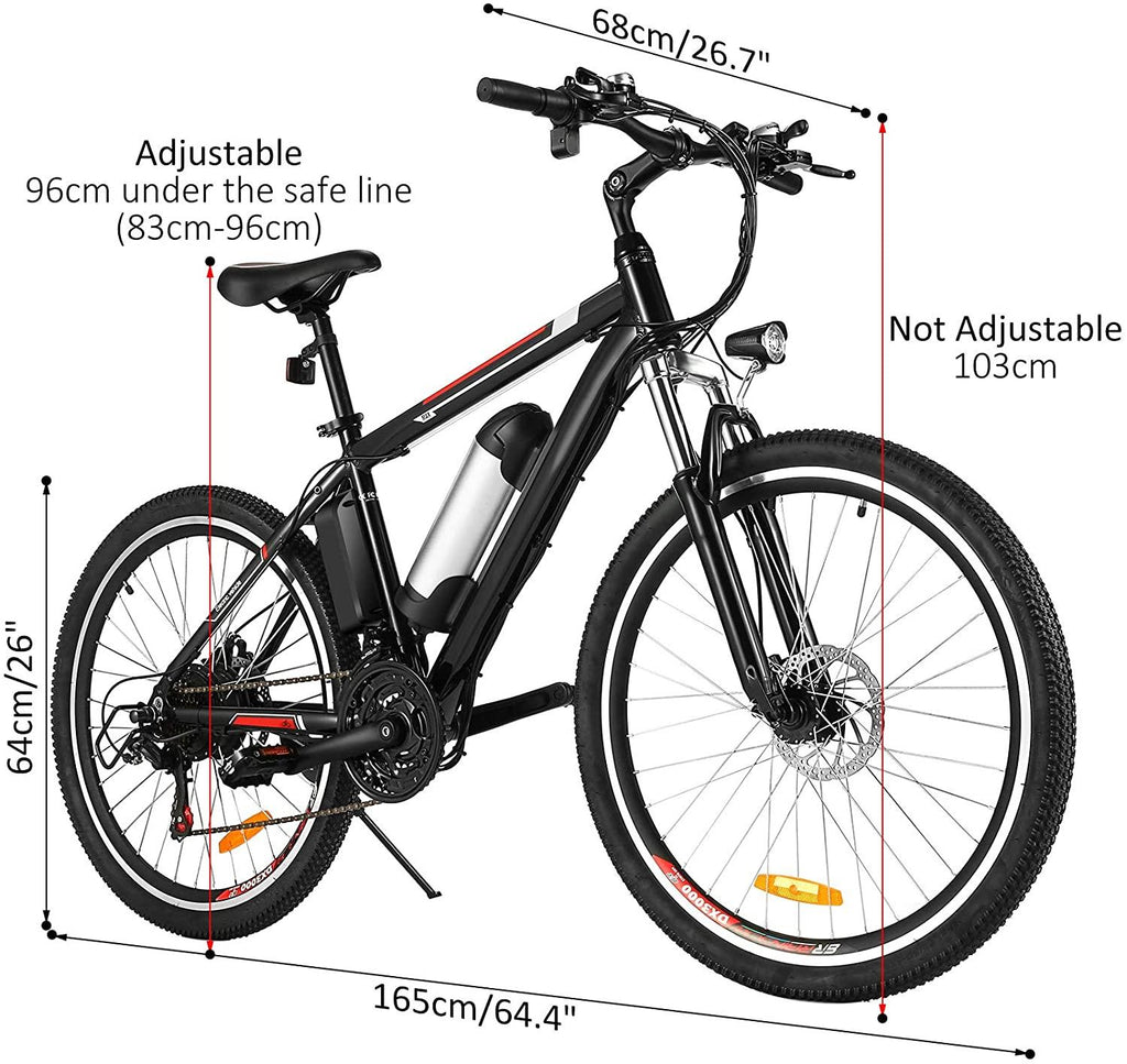 Aceshin 26'' Electric Bike, Electric Bicycle with 36V 8Ah Removable LarCapacity Lithium-Ion Battery, 250W Motor and Professional 21 Speed Gear
