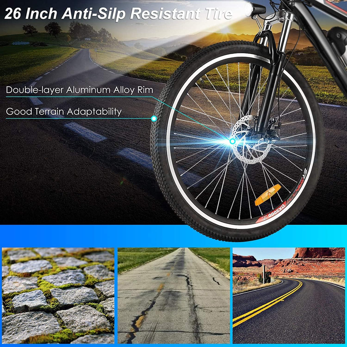 Aceshin 26'' Electric Bike, Electric Bicycle with 36V 8Ah Removable LarCapacity Lithium-Ion Battery, 250W Motor and Professional 21 Speed Gear