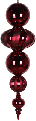 Vickerman 54" Shiny and Matte Finial Christmas Ornament, Shatterproof Plastic, Holiday Christmas Tree Decoration, Burgundy