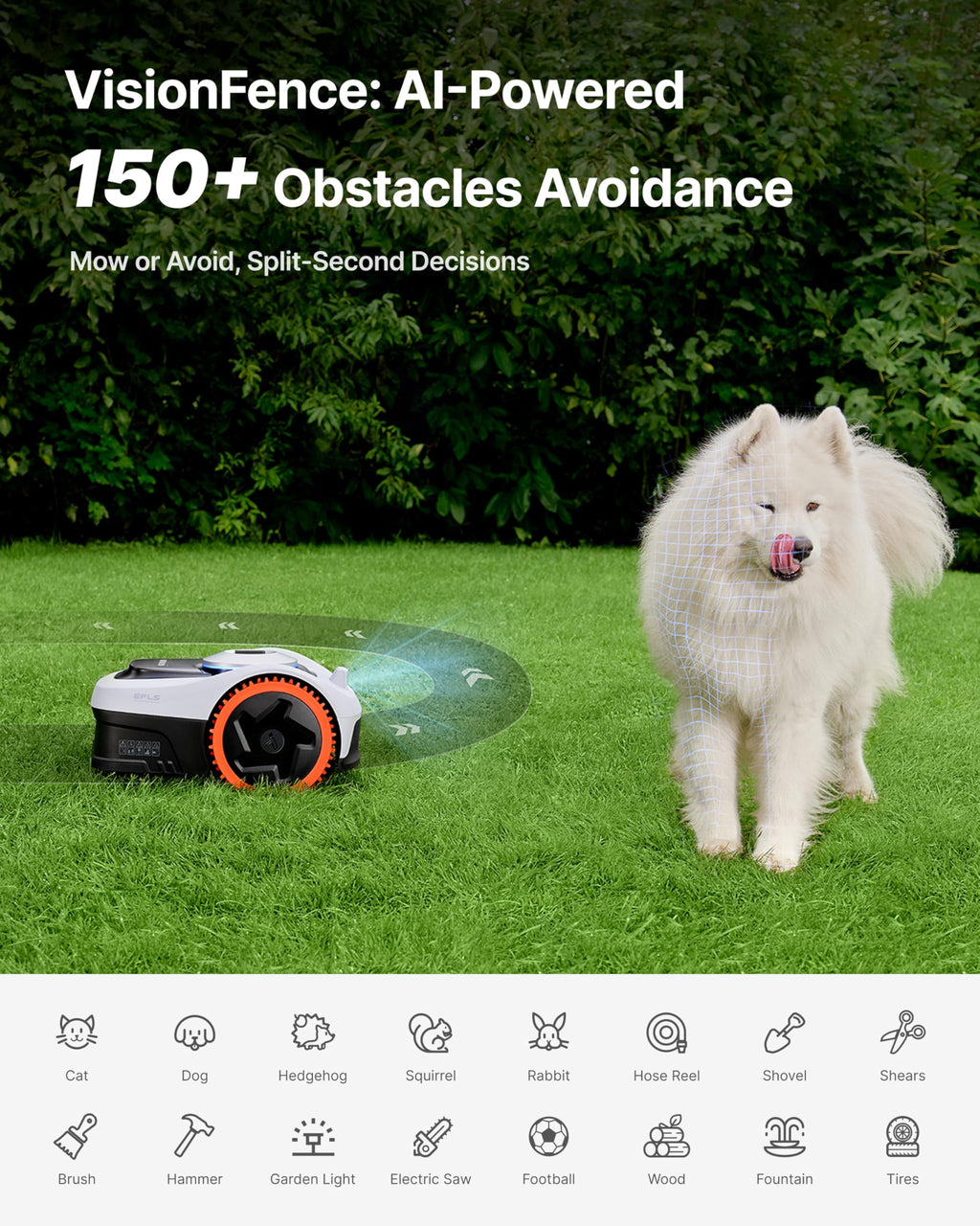 Segway  i206 AWD Robot Lawn Mower, Wire-Robotic Mower, All-Wheel Drive for 45% Slopes, 2–3.6 in Adjustable Cutting Height, NRTK + Vision, Auto Mapping, 2.55Ah Battery, Covers 0.15 Acre