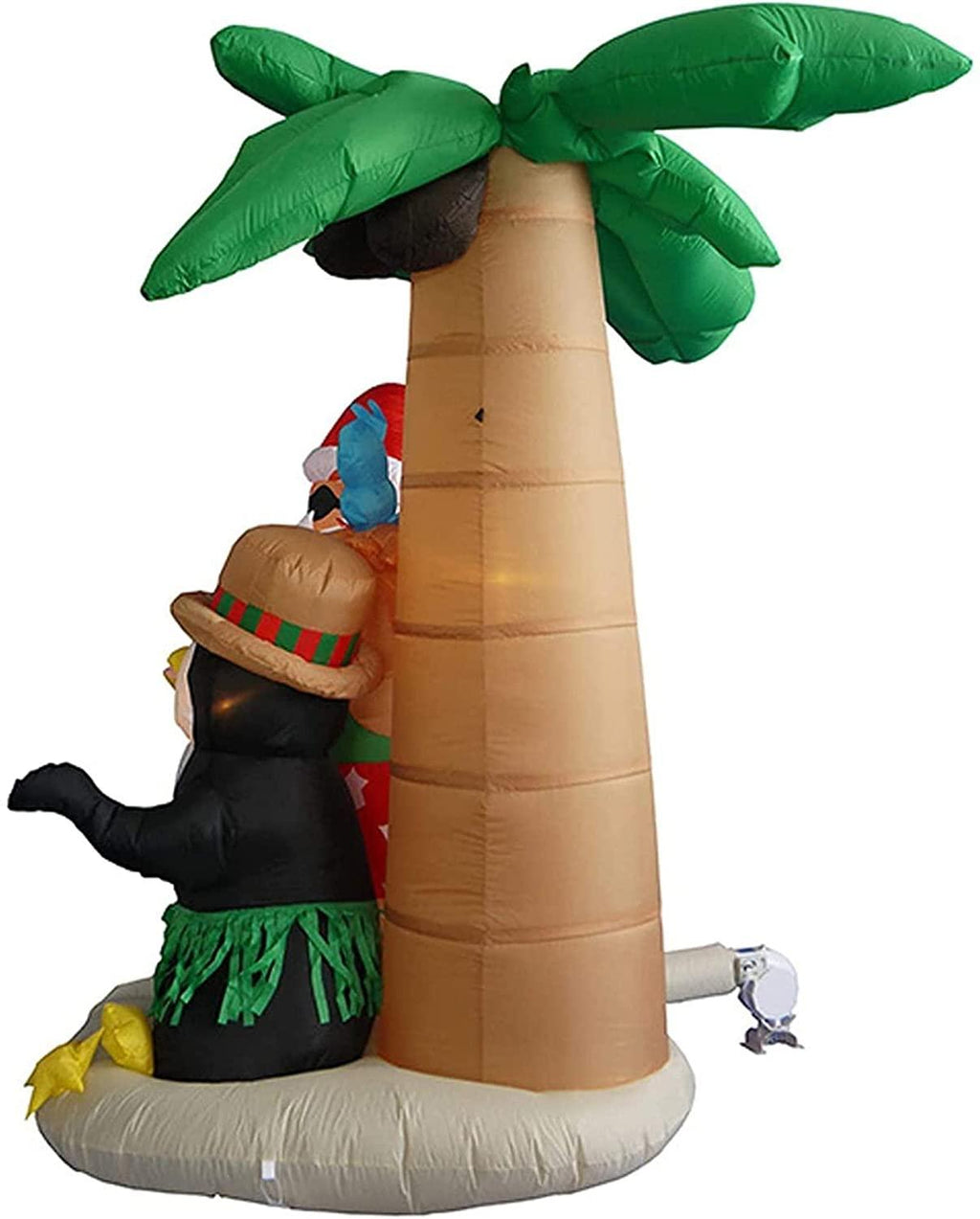 Taek-cheon 2.1M Inflatable Decorations Father Christmas Christmas Penguin Coconut Tree Sand Beach with Ground Fork Transformer Rope  Air Blown Garden Decoration