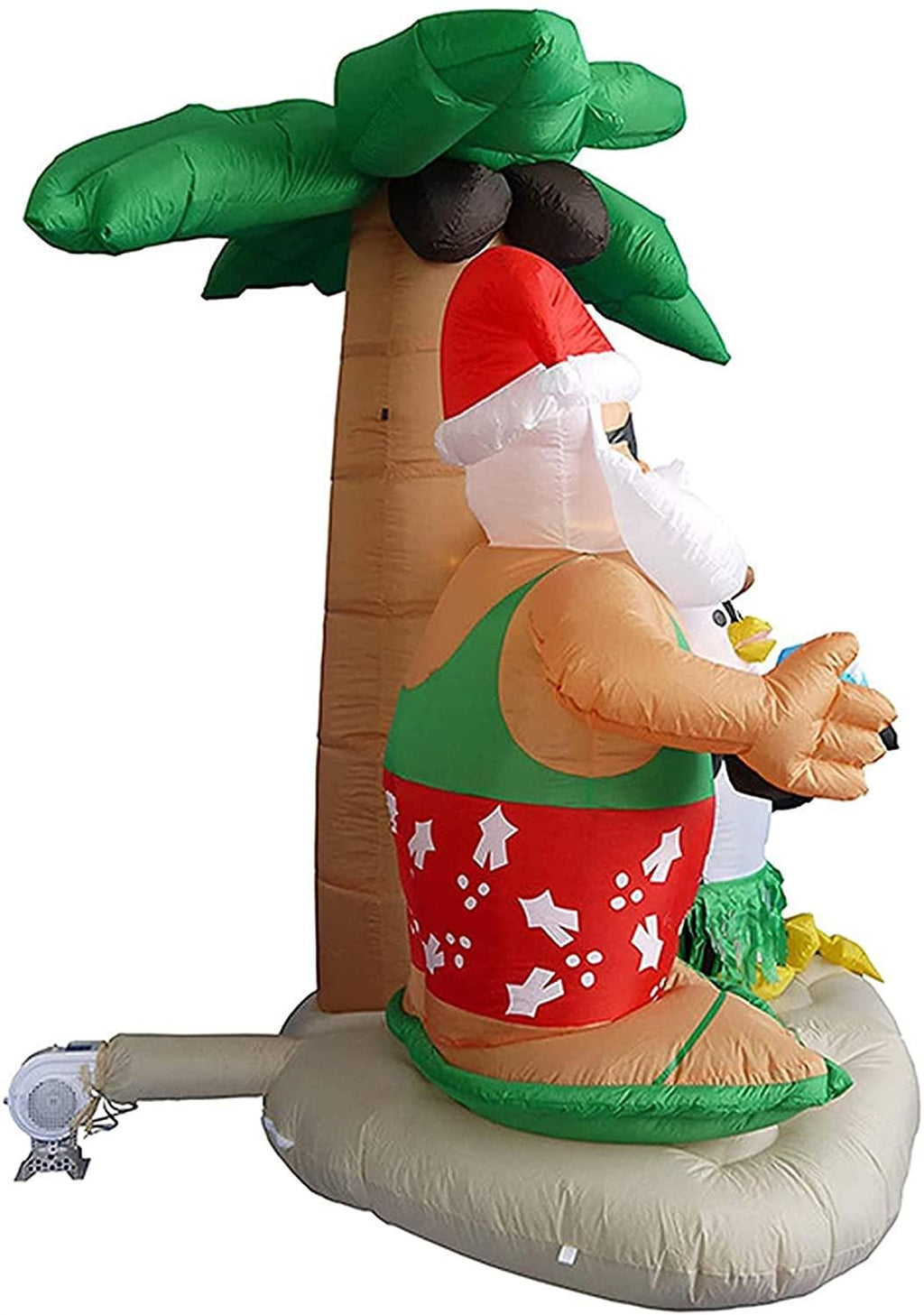 Taek-cheon 2.1M Inflatable Decorations Father Christmas Christmas Penguin Coconut Tree Sand Beach with Ground Fork Transformer Rope  Air Blown Garden Decoration