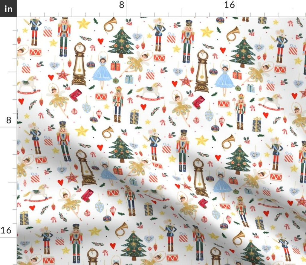 Cotton Sateen Duvet Cover, Twin - Winter Dreams Nutcracker Toy Red Tree Christmas Ballerina Ballet Cloth Print Custom Bedding by Spoonflower