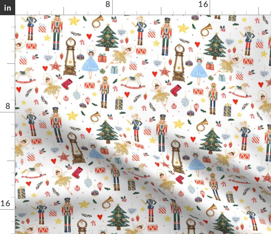 Cotton Sateen Duvet Cover, Twin - Winter Dreams Nutcracker Toy Red Tree Christmas Ballerina Ballet Cloth Print Custom Bedding by Spoonflower