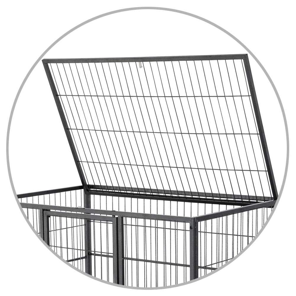 Topeart 43-inch Heavy Duty Dog CaStrong Metal Kennel and Crate Double Door Easy to Assemble Pet Caw/Tray/Wheels/Double Tray Black