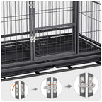 43-inch Heavy Duty Metal Dog CaCrate Collapsible Pet Kennel w/Double Doors &amp; Locks/Lockable Wheels/Double Tray Indoor Outdoor Black