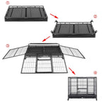 Topeart 43-inch Heavy Duty Dog CaStrong Metal Kennel and Crate Double Door Easy to Assemble Pet Caw/Tray/Wheels/Double Tray Black