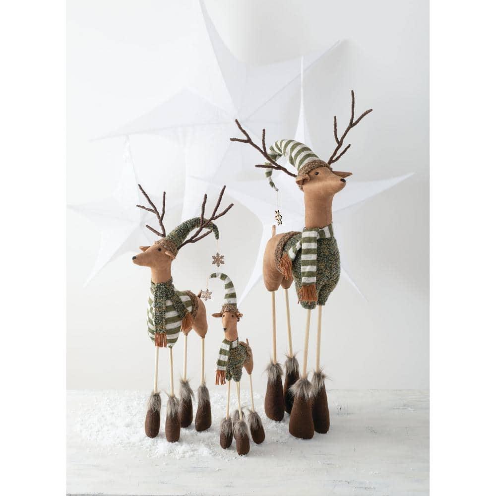 37 in. Multicolor Polyester Holiday Standing Deer - Set of 4