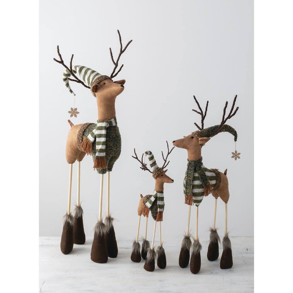 37 in. Multicolor Polyester Holiday Standing Deer - Set of 4
