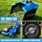 17-Inch Cordless Lawn Mower with 2 x 21V 4.0Ah Batteries &amp; Dual-Port Fast Charger, Battery Powered Push Mower, 6-Position Cutting Height Adjustment, 50L Grass Collection Bag