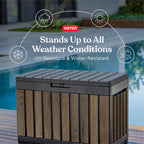 Signature Ever50 Gallon Resin Deck Box-Organization and Storafor Patio Cushions, Throw Pillows and Garden Tools, Walnut