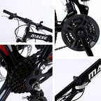24 Inch Folding Mountain Bike with 21 Speed, High Carbon Steel Frame Mens Mountain Bikes with Full Suspension &amp; Double Disc Brake, Adult Mountain Bike Non-Slip MTB Bicycles for Women &amp; Men