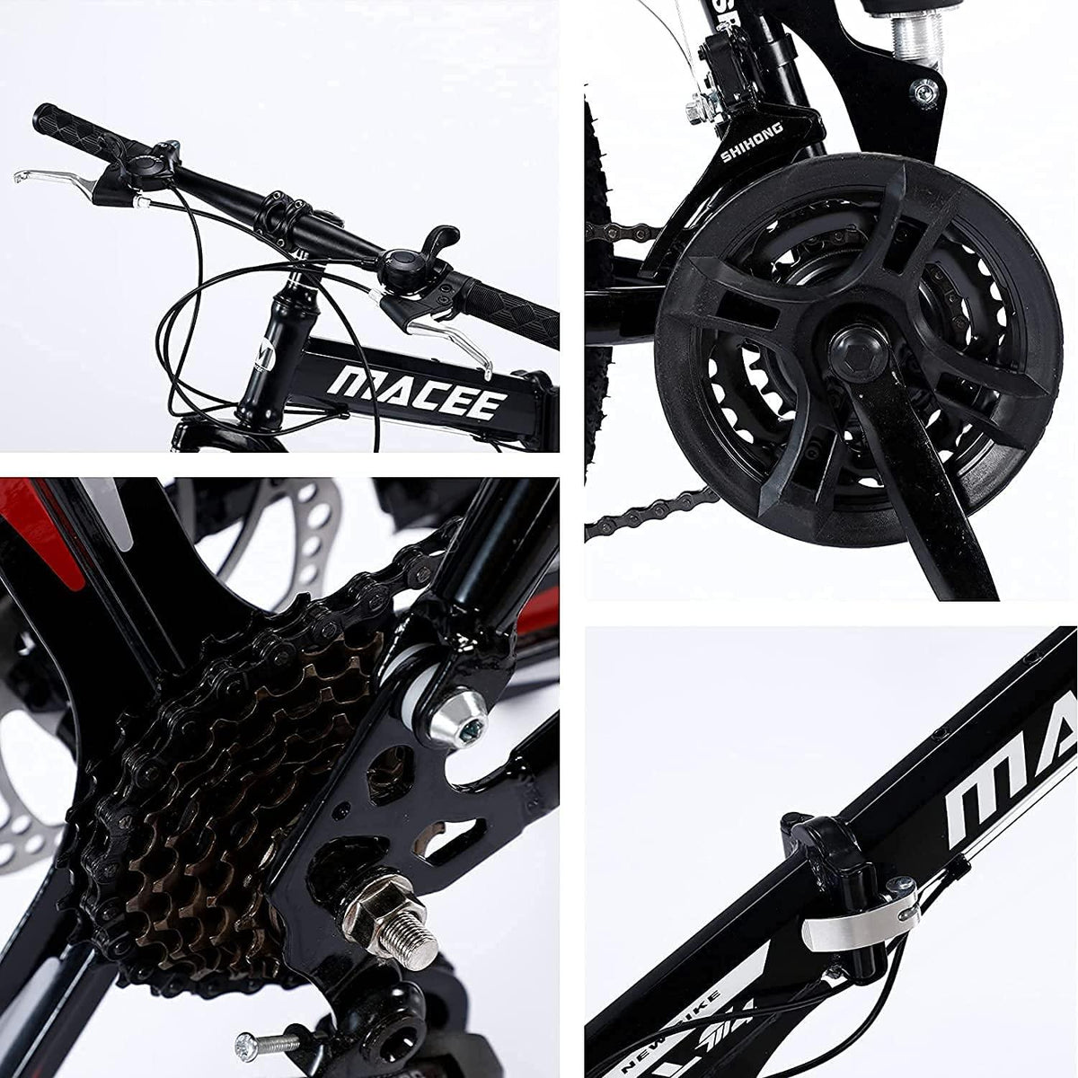 24 Inch Folding Mountain Bike with 21 Speed, High Carbon Steel Frame Mens Mountain Bikes with Full Suspension &amp; Double Disc Brake, Adult Mountain Bike Non-Slip MTB Bicycles for Women &amp; Men